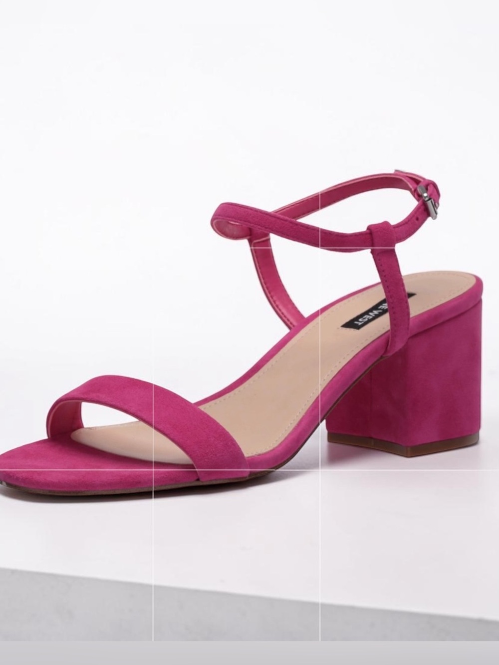 Nine West Fuchsia Suede Block Heel Ankle-Strap Sandals 10